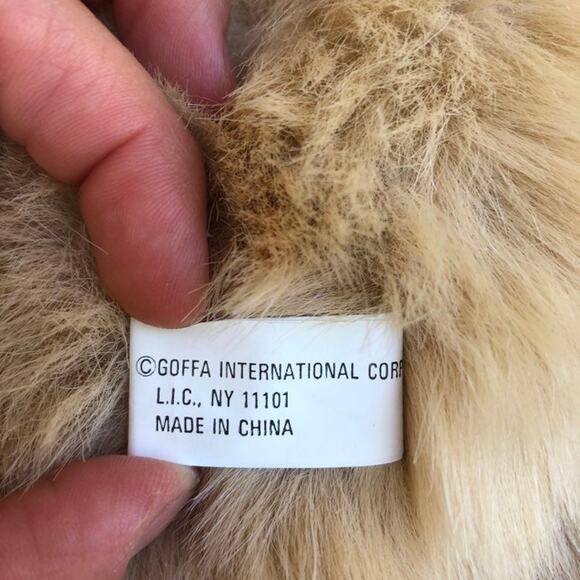 Vintage Goffa Dog Plush with Red Bow Tie & Red Mouth Tan Puppy Stuffed Animal - Picture 12 of 12